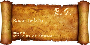 Radu Iván névjegykártya